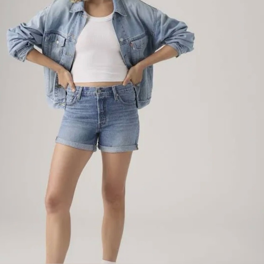 Silver denim shorts